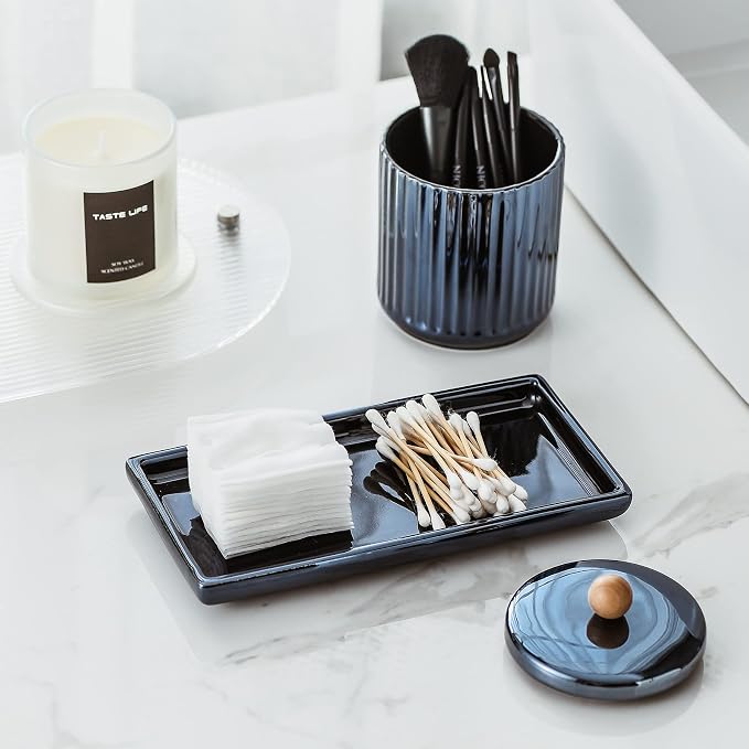 Qtip Holder Bathroom Set with Tray - Image 2