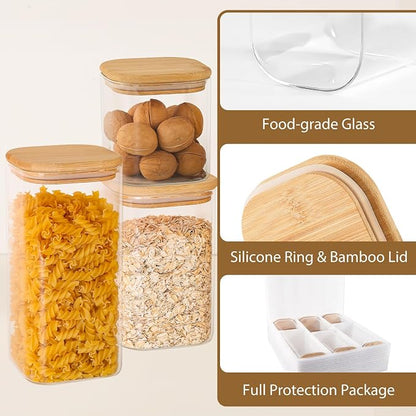 TBWIND 6 Pack Square Glass Storage Containers - Image 7