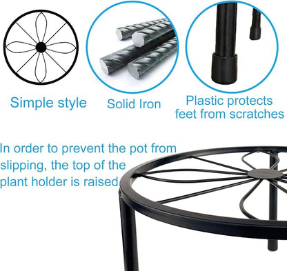 HENABLE 5 Packs Metal Plant Stand Indoor, Outdoor Black Plant Stand - Image 4