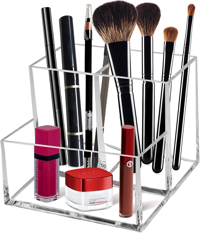 Cerpourt Clear Acrylic Makeup Brush Organizer, Pencil Pen Holder by Cerpourt