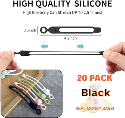 UMUST Silicone Cable Ties, Reusable Cable Management Organizer, Cord Tie - Image 2