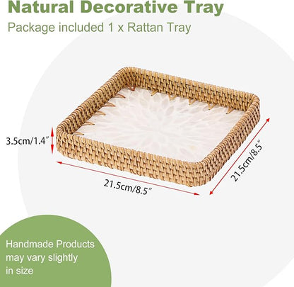 Handwoven Rattan Key Bowl Natural Wicker Serving Tray - Image 2