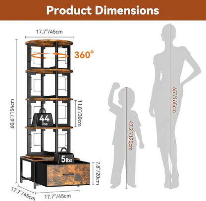 Housolution 5 Tier Rotating Bookshelf Tower - Image 2
