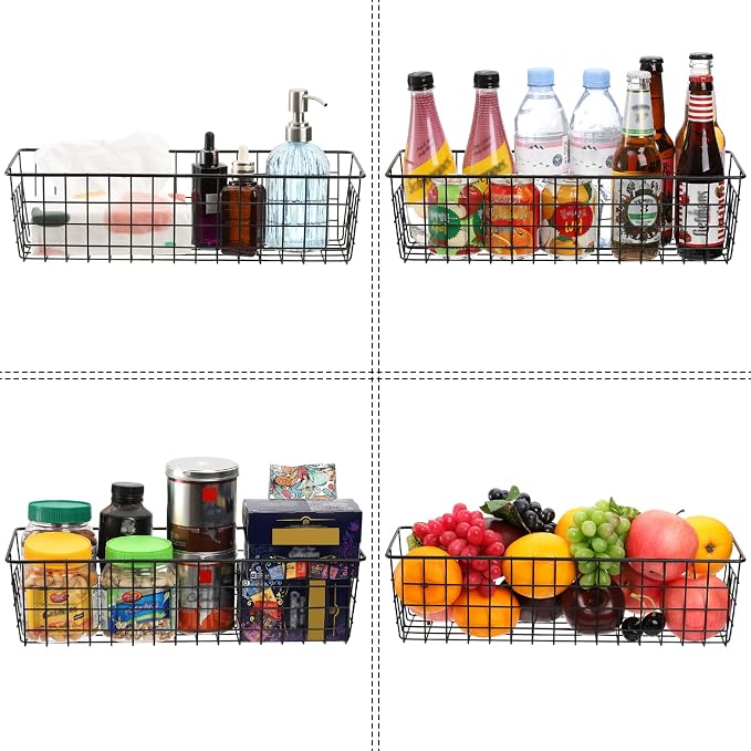 Hedume 3 Pack Metal Wire Storage Organizer Basket, 16.2" x 6.3" x 4.4" Bin - Image 5