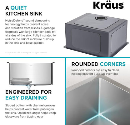 KRAUS Standard PRO 23-Inch 16 Gauge Undermount Single Bowl Stainless Steel - Image 10