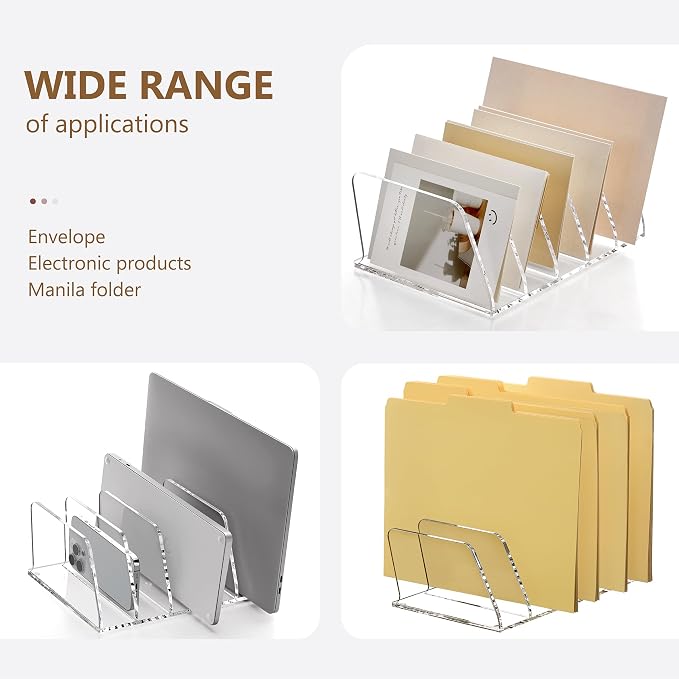 SANRUI Acrylic File Organizer for Desk, Mail Envelope Document Organization - Image 5