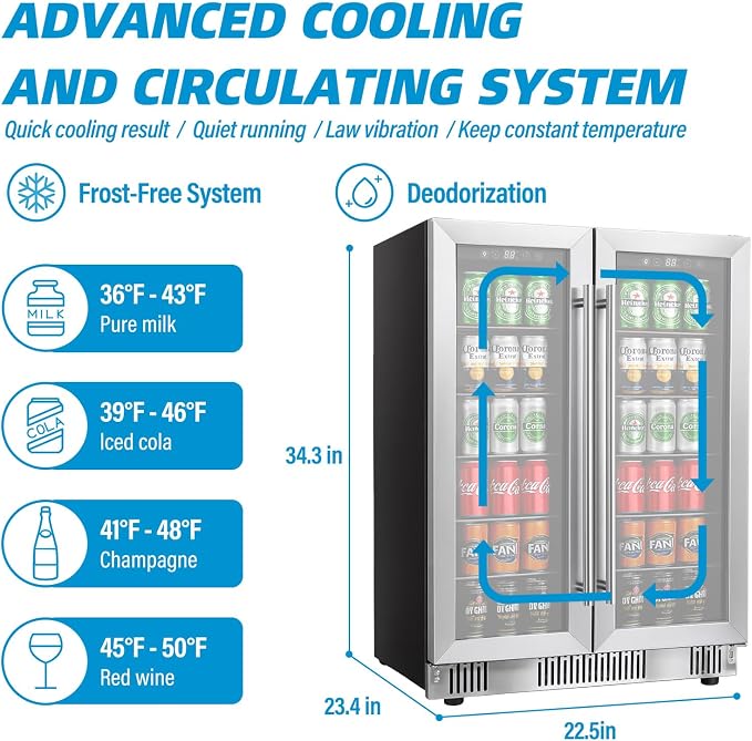 Dual Zone Wine and Beverage Refrigerator, 176 Can 42 Bottle Capacity Cooler - Image 5