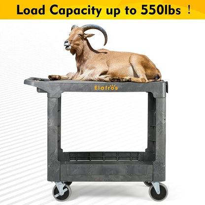 ELAFROS Heavy Duty Plastic Utility Cart Flat top 37 x 18.8 Inch - Image 6