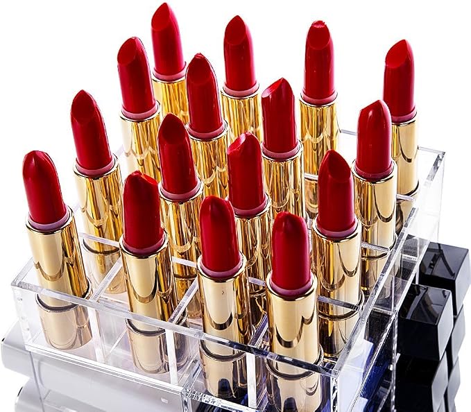 HBlife Lipstick Holder, Acrylic Rotating 64 Lipstick Tower Organizer Spinning - Image 4