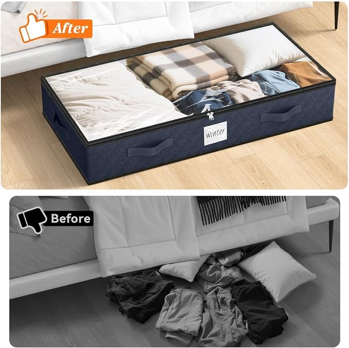 SpaceWhisper 90L Under Bed Storage Containers, Foldable Closet Organizers and - Image 6