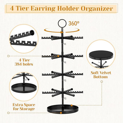 MODOWEY Rotating Earring Holder Organizer Tree Adjustable Display - Image 4