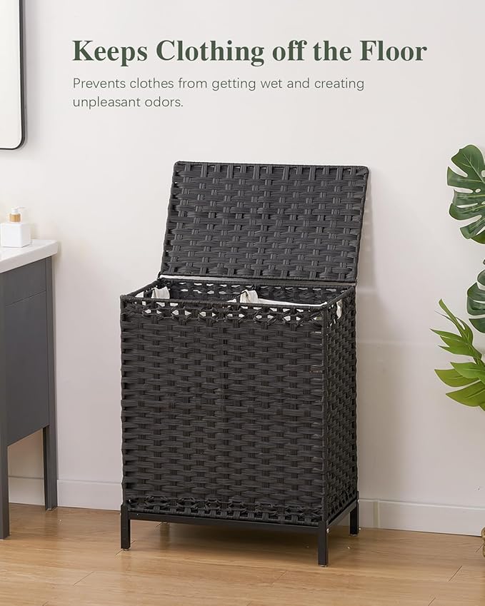 SETVSON Laundry Hamper with Lid, 112 L Handwoven Rattan Wicker Laundry Basket - Image 2
