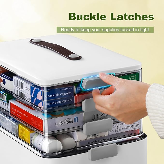 MOPALL 4-Tier Medicine Organizer Storage Box, Portable Latch Bin - Image 5
