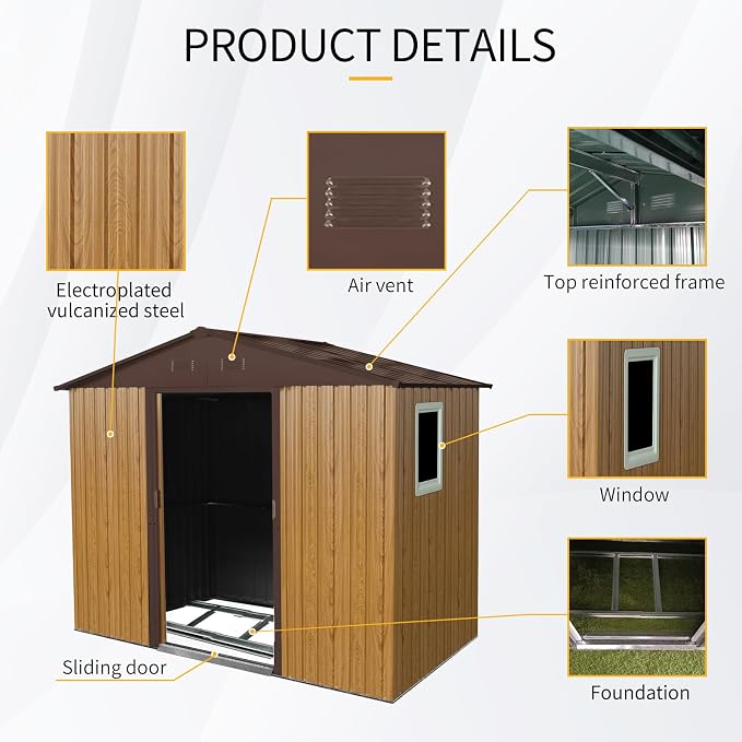 Outdoor Metal Storage Shed Window Ventilation Foundation Frame Waterproof - Image 4