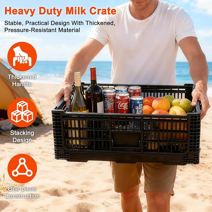 Collapsible Milk Crates for Storage, 52L Storage Crates, Heavy Duty Milk Crate - Image 5