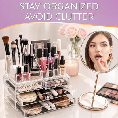 Brookstone Makeup Organizer Countertop, Cosmetic Display Case, Acrylic Makeup - Image 6