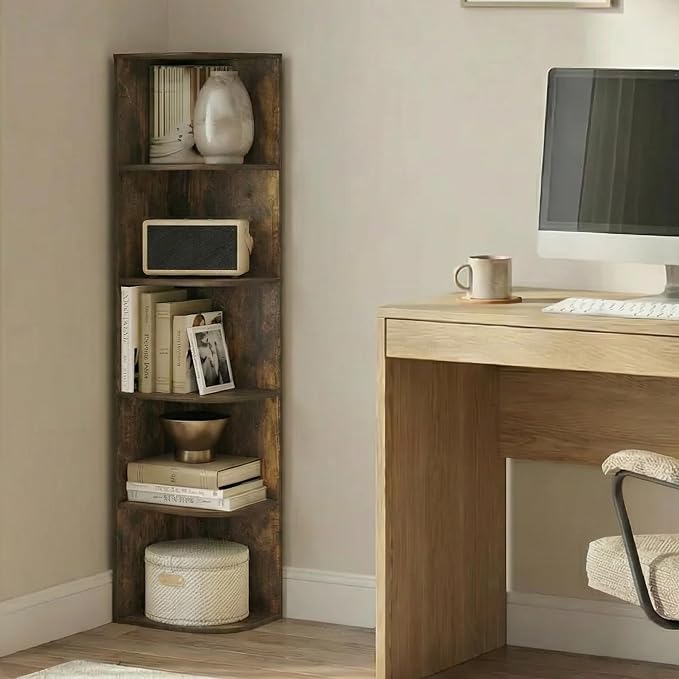 Furinno PASIR Book Shelf, 5-Tier Corner Bookshelf - Image 2