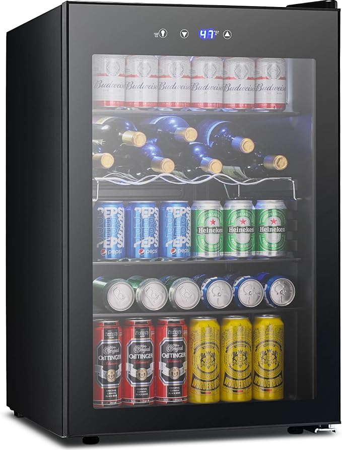 37 Bottle Wine Fridge, Freestanding 145 Can Beverage Refrigerator by Electactic