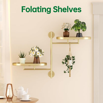 Rotating Window Shelves for Multiple Plants Indoor, 2-tier Metal Corner golden - Image 7