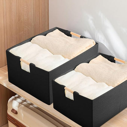 Fabric Storage Bin 3 Pack Foldable Cotton Linen Storage Basket - Image 5