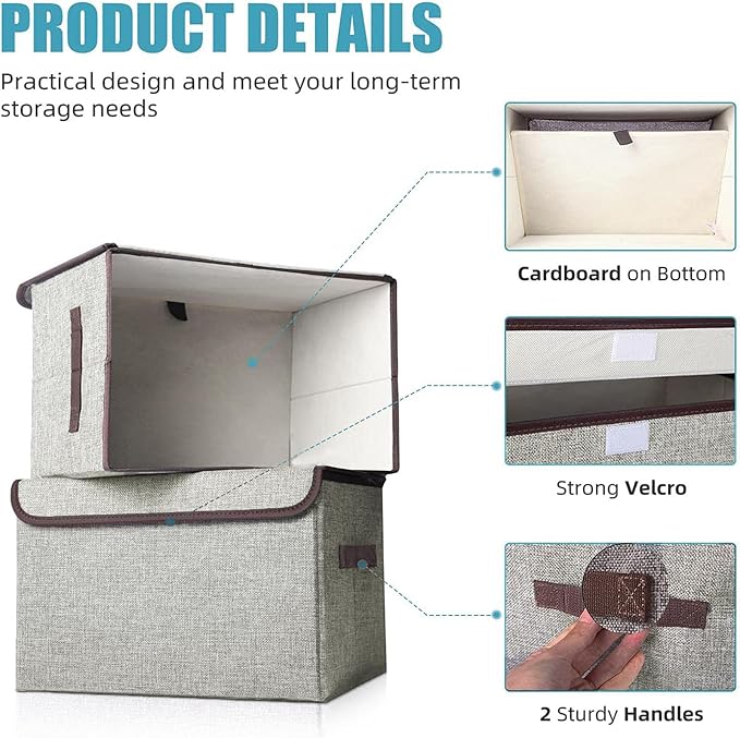 Linen Fabric Foldable Storage Cube Bin Organizer Basket - Image 2