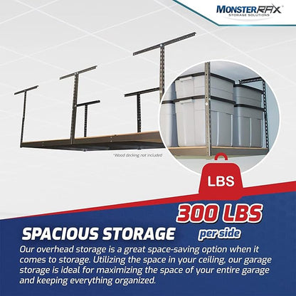 MonsterRax 4x8 Overhead Garage Storage Rack Frame Kit - Image 3