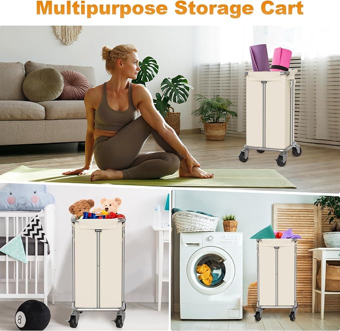 Laundry Basket with Wheels, 115L Rolling Laundry Hamper Large Dirty Clothes - Image 7