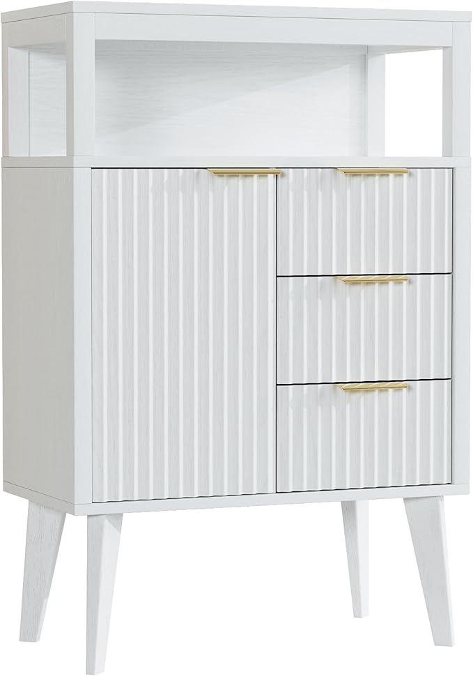White Bathroom Floor Cabinet by Unknown