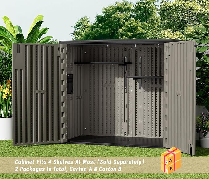 KINYING Outdoor Horizontal Storage Sheds, Outdoor Storage Cabinet Waterproof - Image 8