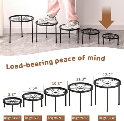 Plant Stand Indoor Outdoor 5 Pack Heavy Duty Metal Stand Multiple Plants - Image 7