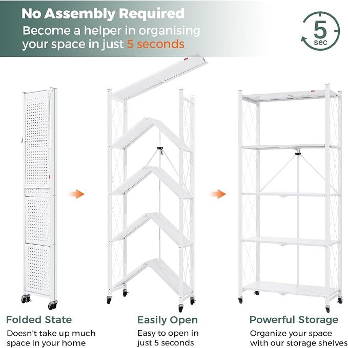 DEANIC 5 Tier Foldable Storage Shelves - Image 5