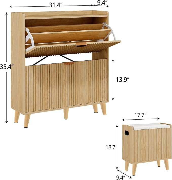 Pipleo Fluted Shoe Cabinet - Image 2