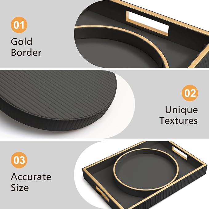 SANZIE Leather Tray Desktop Storage Organizer Premium Serving Tray Decorative - Image 3