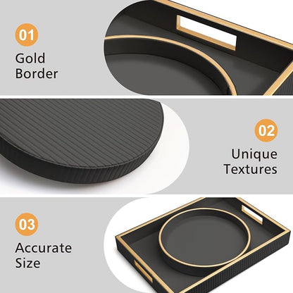 SANZIE Leather Tray Desktop Storage Organizer Premium Serving Tray Decorative - Image 3
