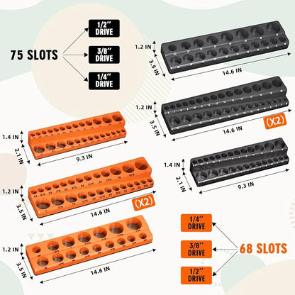 Magnetic Socket Organizer Holder Set – 8-Piece Tool Organizers Including 1/4" - Image 5