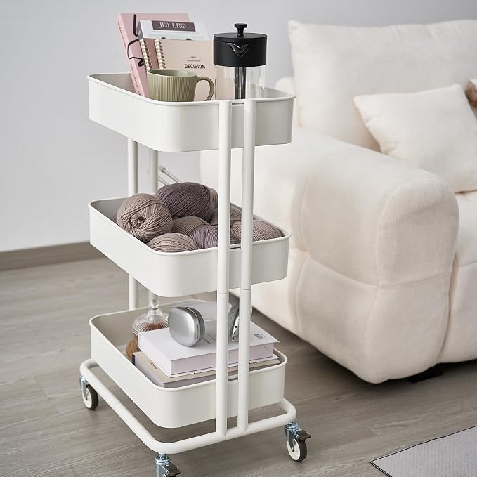 3 Tier Rolling Cart Metal Heavy Duty Utility Cart - Image 6