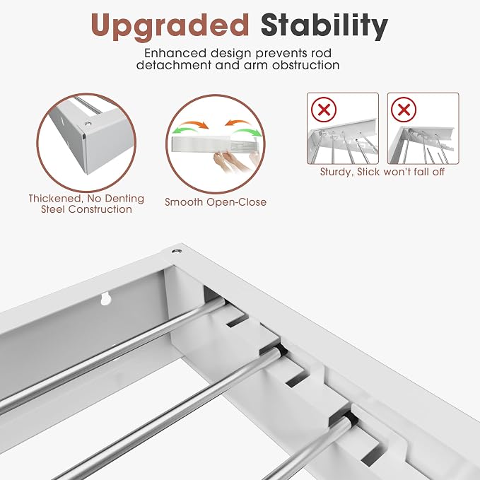 Wall-Mounted Clothes Drying Rack – Foldable Laundry Drying Rack, Space-Saving - Image 7