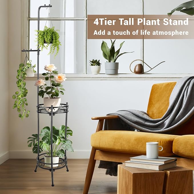 Plant Stand, Adjustable 3 Tier Metal Potted Holder Flower Pot Stand - Image 6