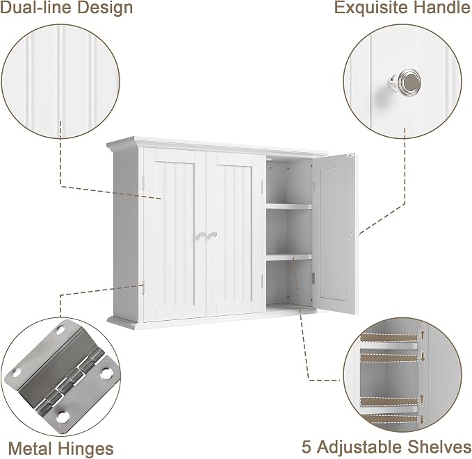 ChooChoo Laundry Cabinet with 3 Doors and Adjustable Shelves | 9.06"D x 31.1"W - Image 6