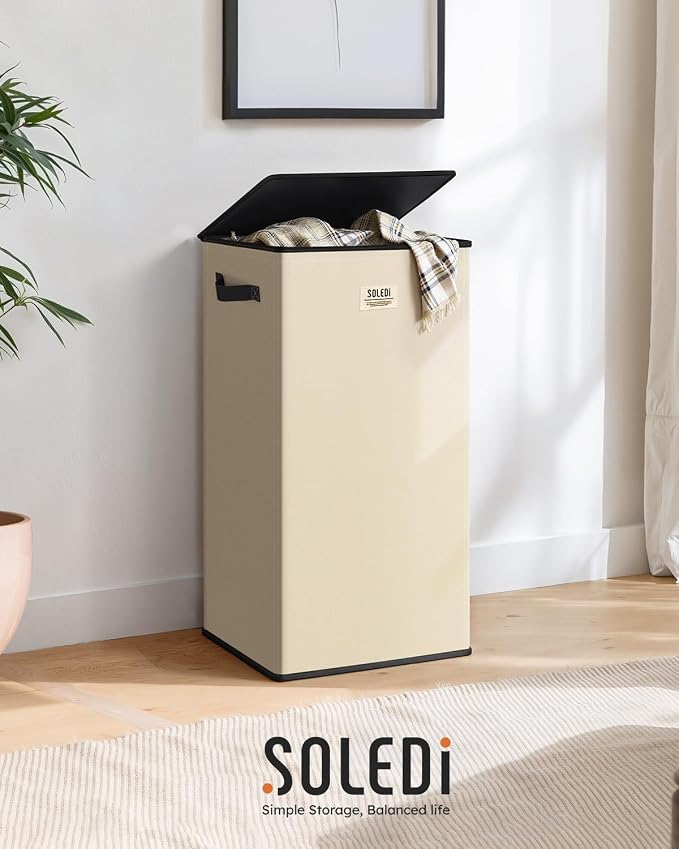 SOLEDI Laundry Hamper with Lid 100L Large & Tall Collapsible Laundry Basket - Image 8
