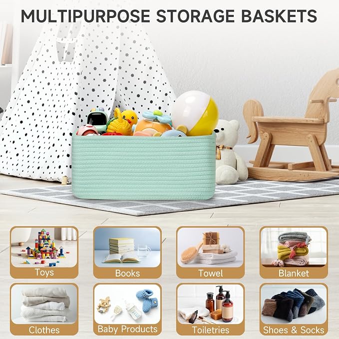 3-Pack Storage Baskets for Organizing | Woven Shelf Toy Basket | Rope Baskets - Image 6