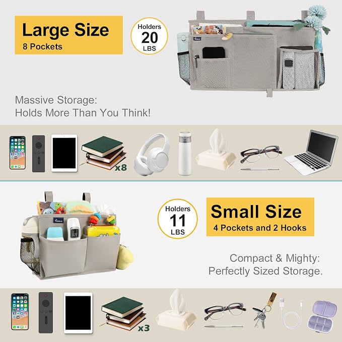 Surblue Bedside Caddy Bunk Bed Storage Organizer Hanging Pockets - Image 3