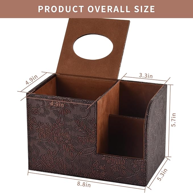 PU Leather Tissue Box Cover Square Tissue Holder Tissues Box Organizer - Image 2