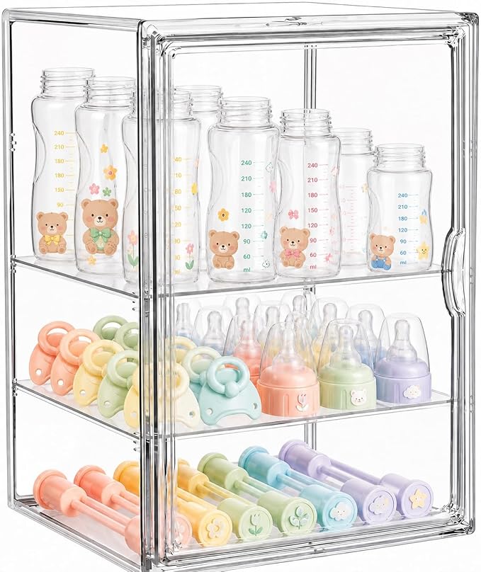 Baby Bottle Storage Organizer for Countertop, X-Large Clear Bottle Organizer by Providinglifelongserviceforyourbetterlife