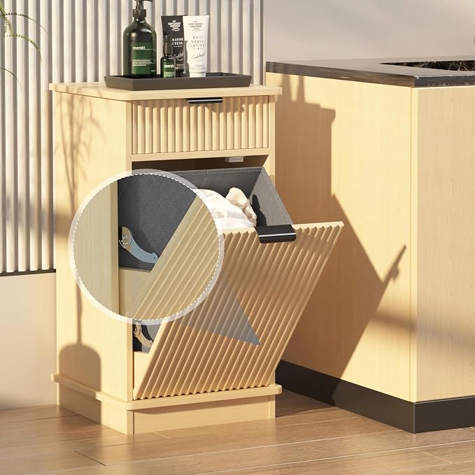 Natural Tilt Out Laundry Hamper Cabinet Hidden Laundry Hamper Cabinet - Image 5