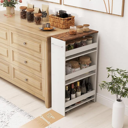 Slim Rolling Storage Cart, 4 Tier Narrow Kitchen Cart - Image 3