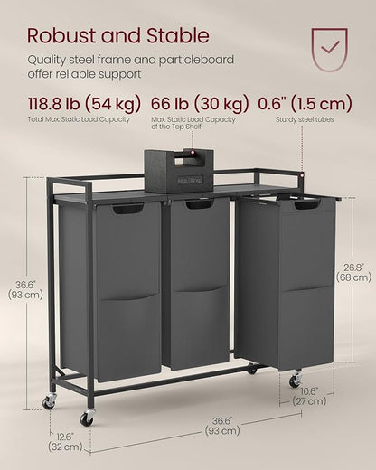 VASAGLE Laundry Sorter, 43.5 Gal. Laundry Hamper Basket - Image 6