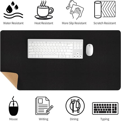 Bloss Black Desk Mat, Leather Desk Pad, Desk Matt - Image 3
