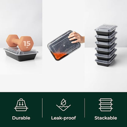 Enther Meal Prep Containers Single Lids Food Storage Bento BPA Free | Stackable - Image 6
