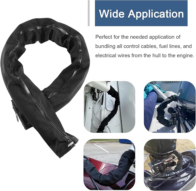 48'' Long Black Zippered Rigging Sleeve, ZRS-1-DP Casing, Trolling Motor Cable - Image 2